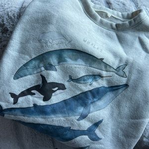 whales screen printed cozy sweatshirt